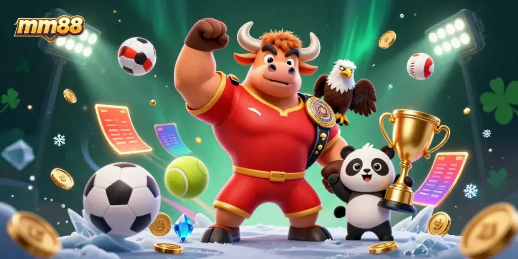 Celebrate victories in the world of mm88 with this vibrant 3D casino scene filled with action.