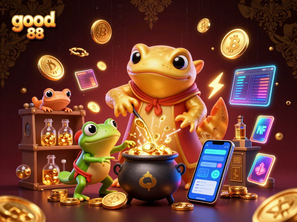 Winning big at good 88 with enchanting characters and dazzling casino elements in a vibrant scene.