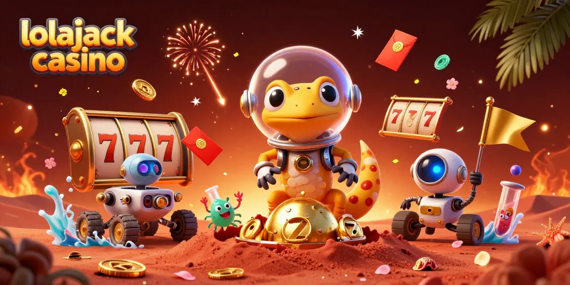 Experience thrilling gameplay at lolajack casino, featuring animated slot reels and vibrant casino elements.